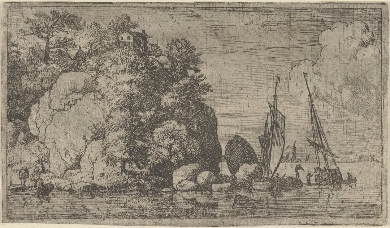 Os Dois Barcos no Rio, século XVII. de Allart van Everdingen