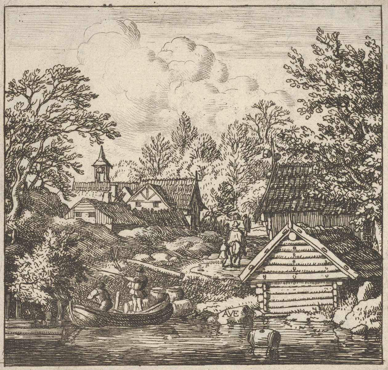 O Desembarque da Barcaça, século XVII. de Allart van Everdingen