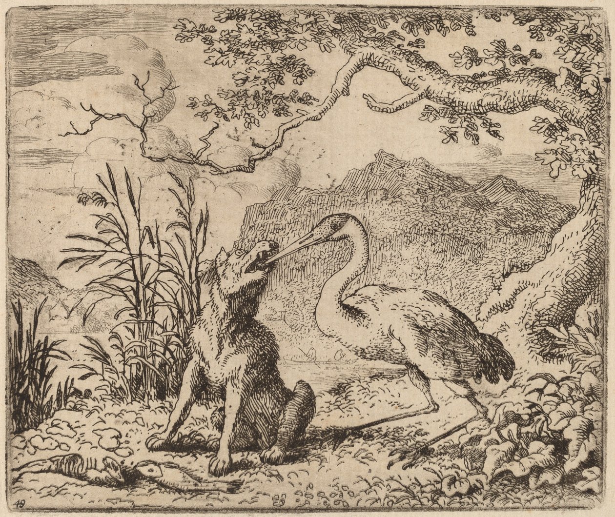 O Lobo e a Garça de Allart van Everdingen