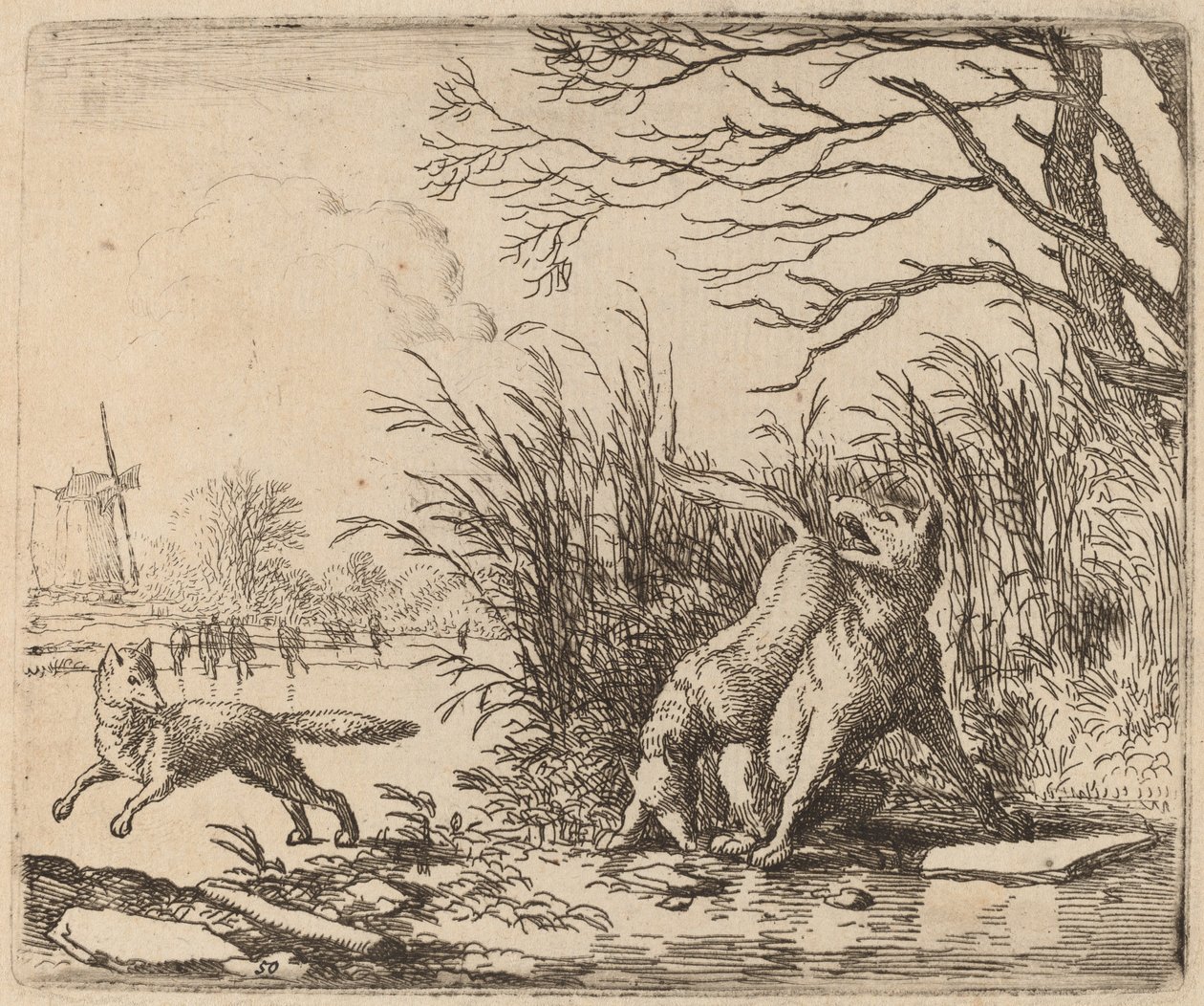 Os lobos no gelo de Allart van Everdingen