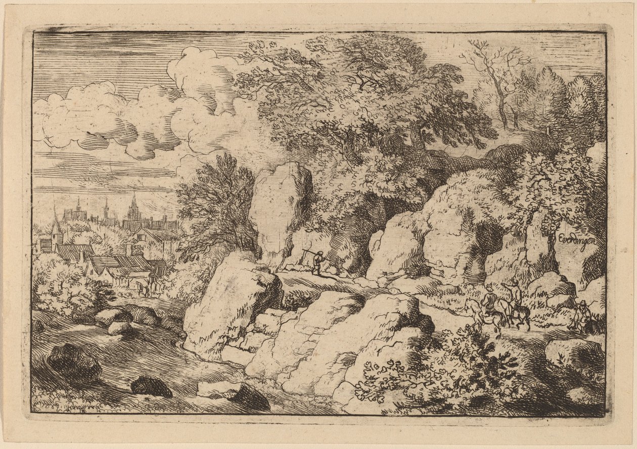 Dois Cavaleiros em um Caminho Rochoso, provavelmente c. 16451656. de Allart van Everdingen