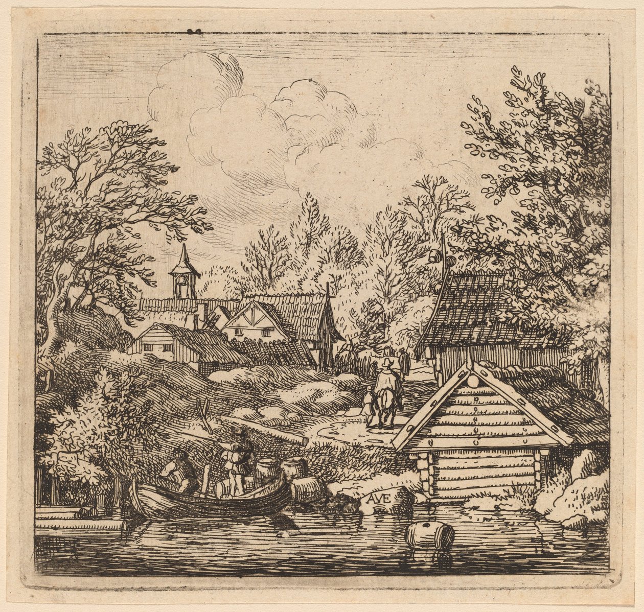 Descarregando uma barcaça, provavelmente c. 16451656. de Allart van Everdingen