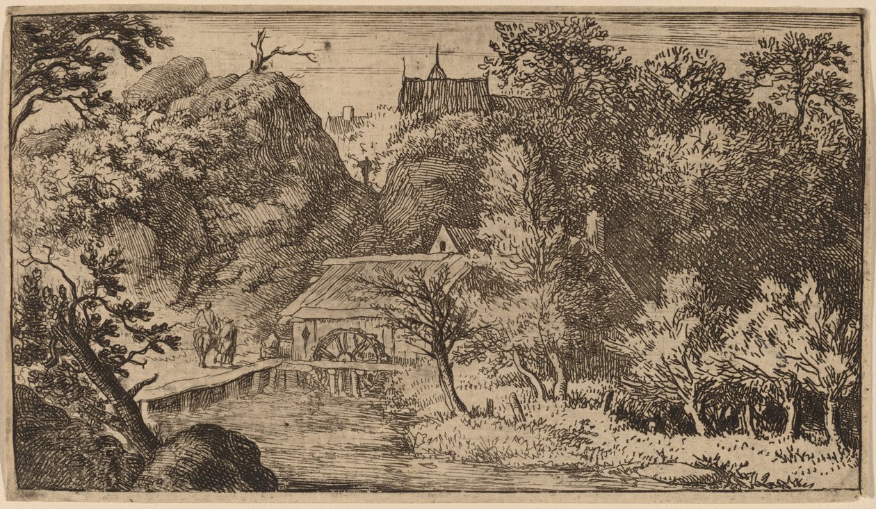 Moinho de água no sopé de uma montanha, provavelmente c. 16451656. de Allart van Everdingen