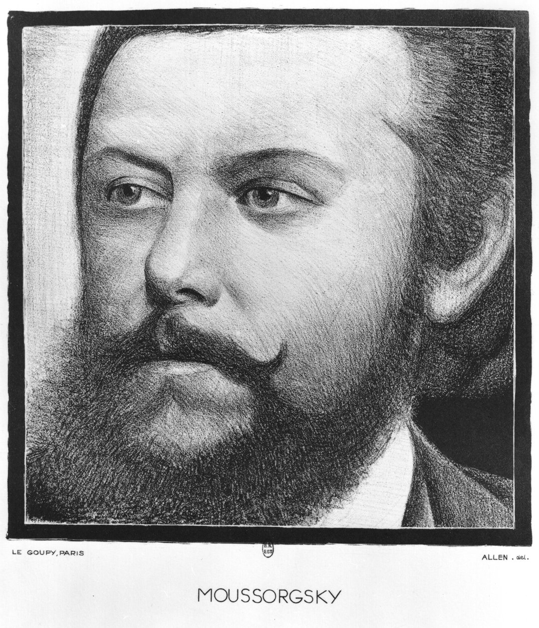 Retrato de Modesto Petrovich Moussorgsky (1839-81) de Allen