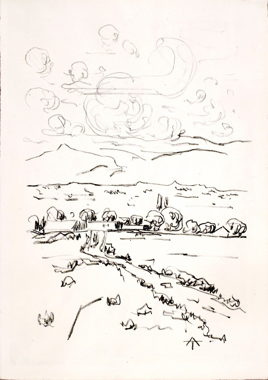Paisagem com nuvens cumuladas de Allen Tucker