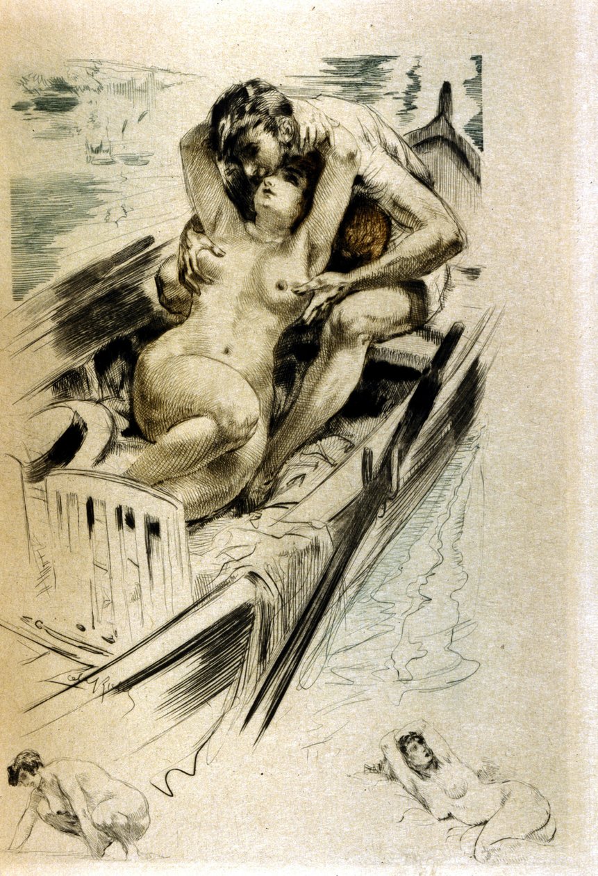 Cena galante (gravura) de Almery Lobel Riche
