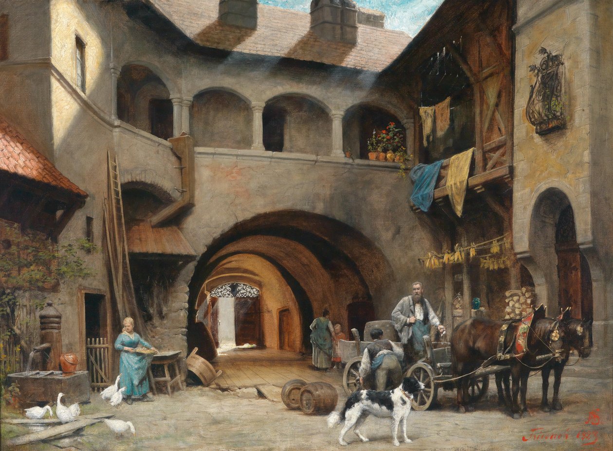 Antiga fazenda em Friesach com vagão de Alois Schonn
