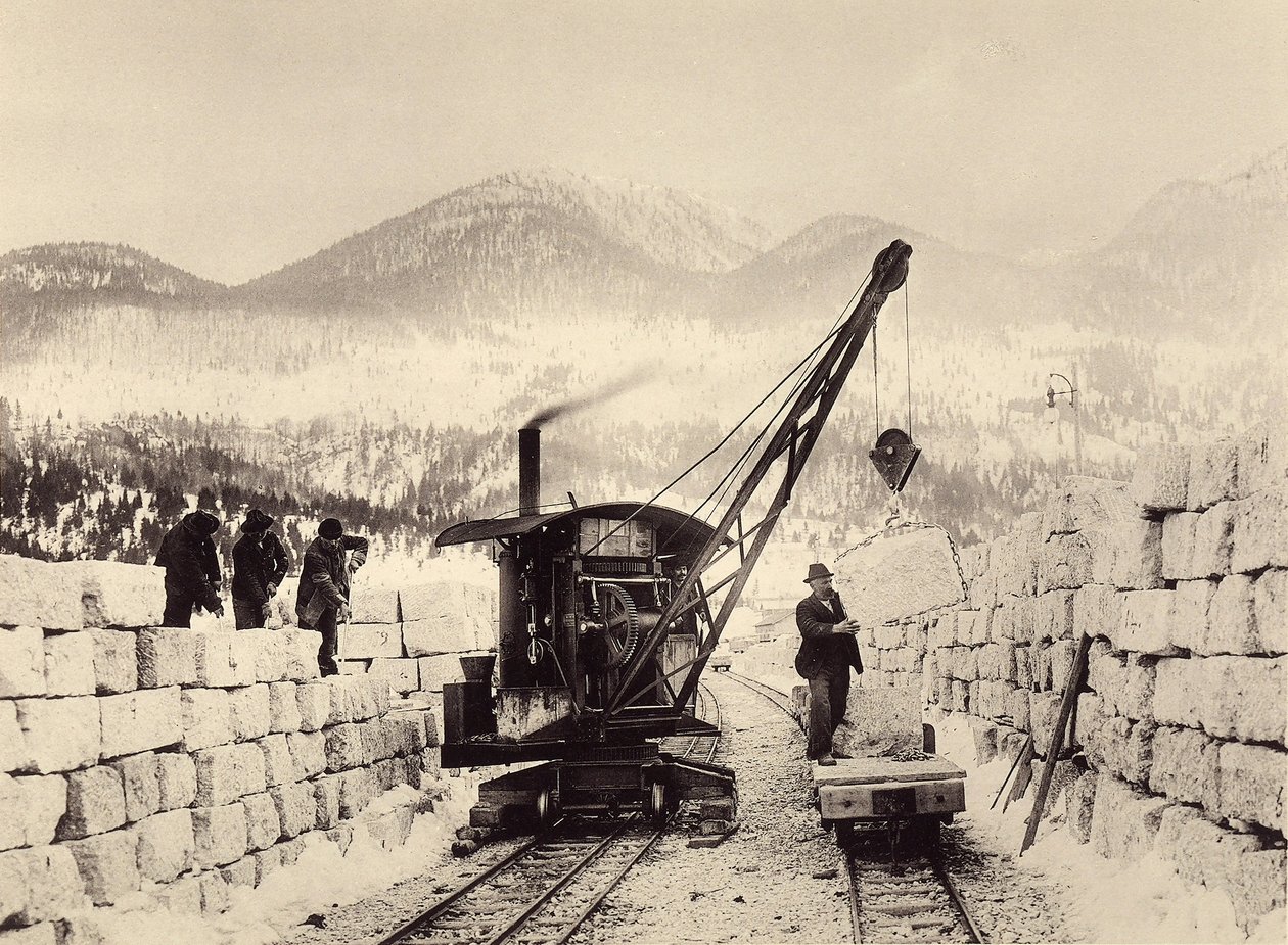 Construção dos túneis de Worcheiner, iniciada em 1897. foto 1905 (foto) de Alois Beer