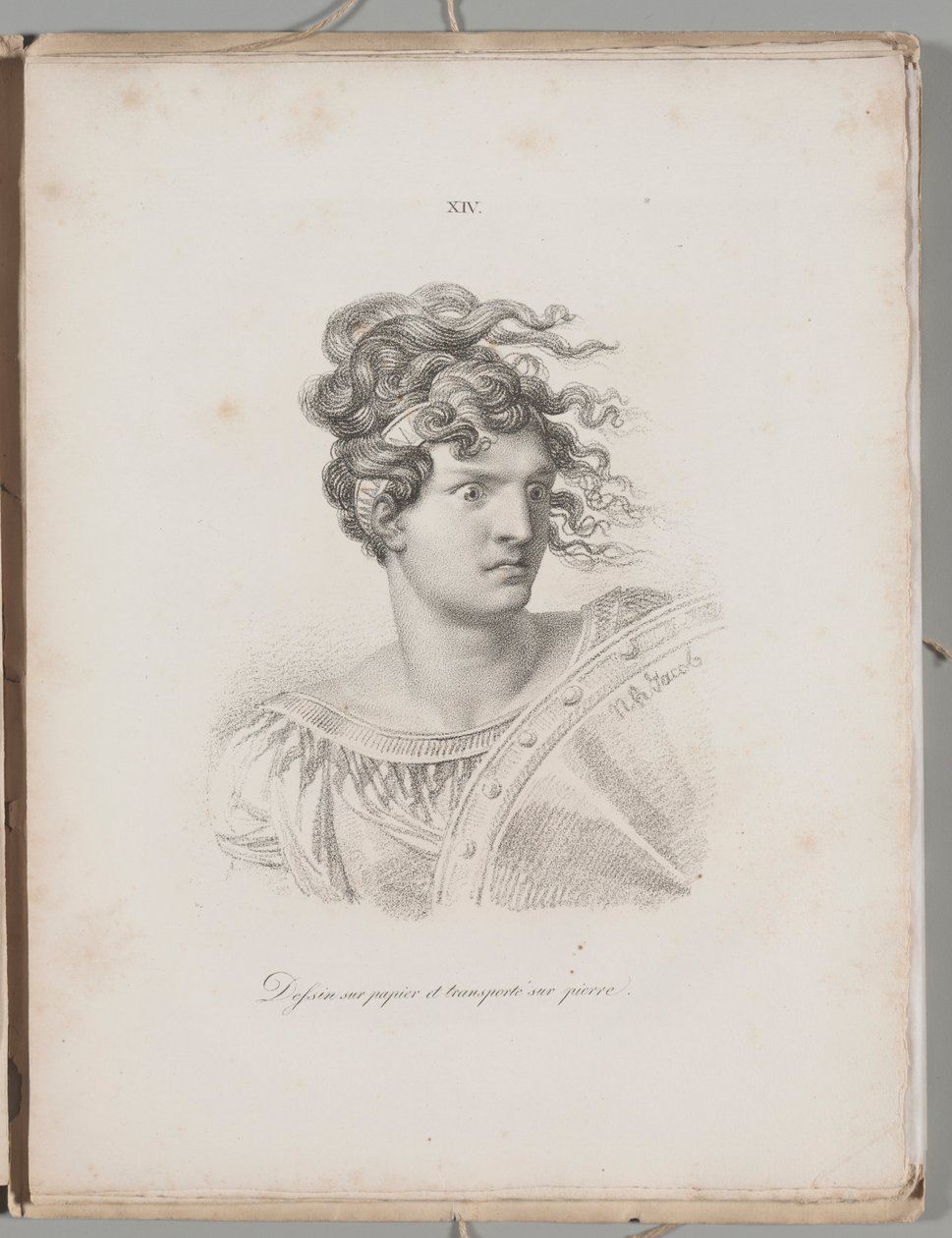Arte da litografia: Cabeça de uma amazona, placa XIV de Alois Senefelder
