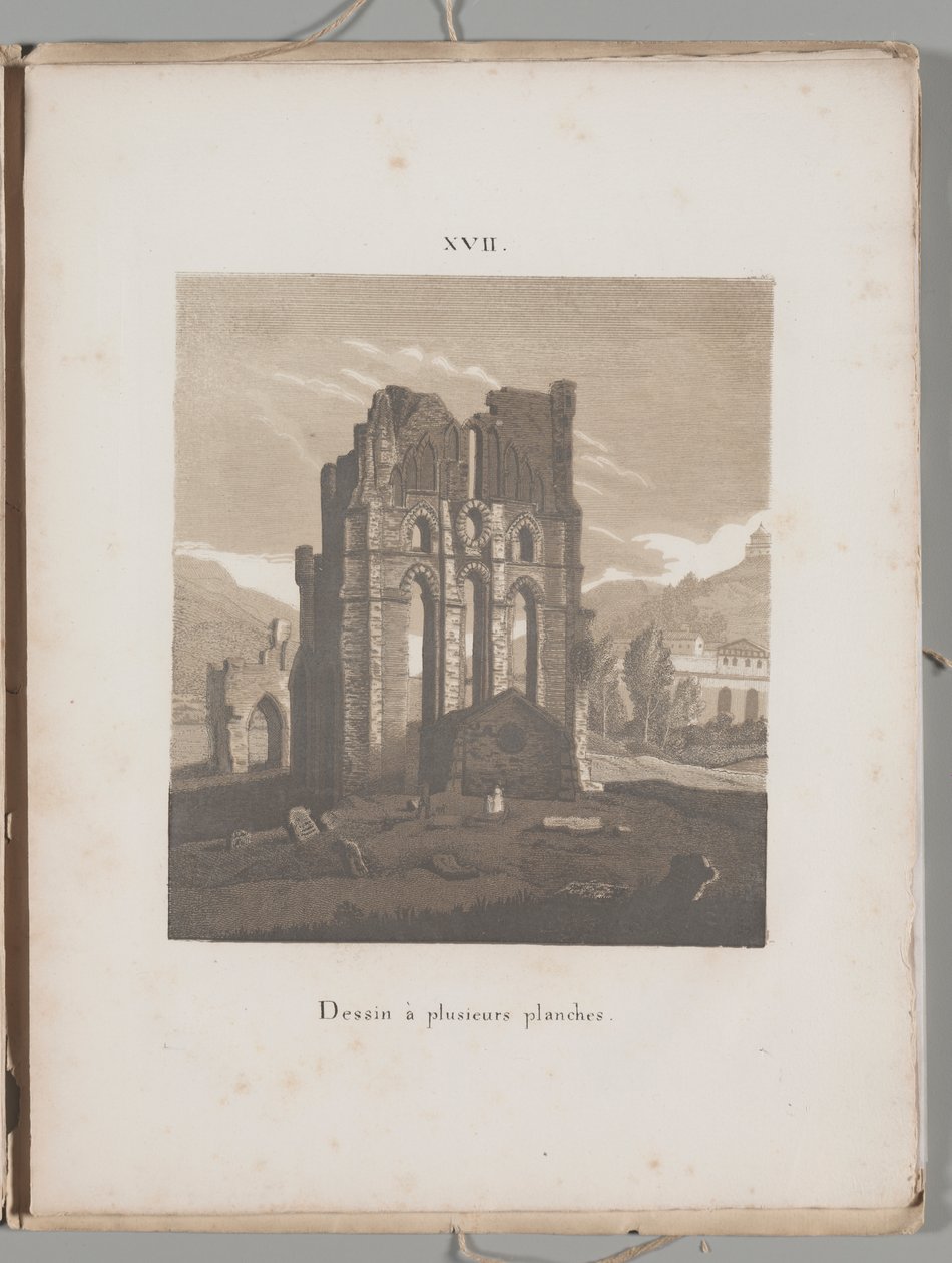 Arte da Litografia: Ruína da Igreja Italiana, Placa XVII de Alois Senefelder