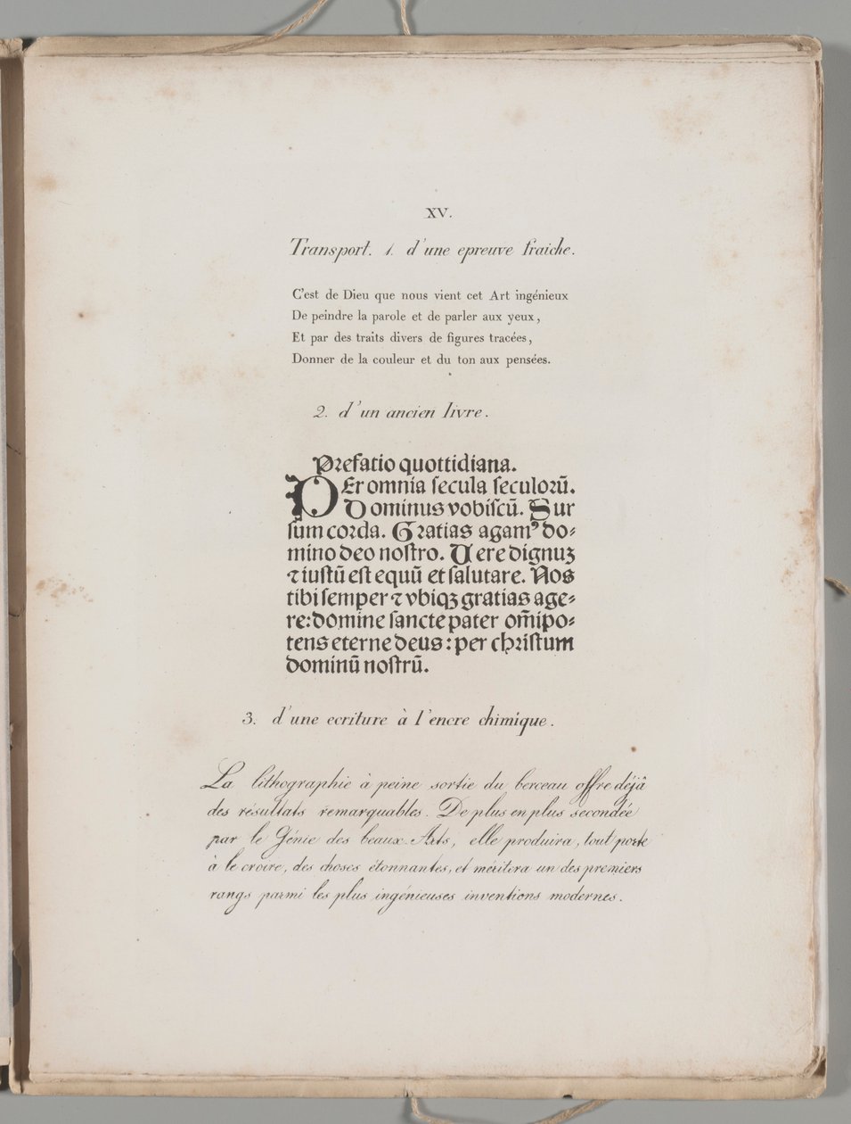 A arte da litografia: Impressão de letras, placa XV de Alois Senefelder