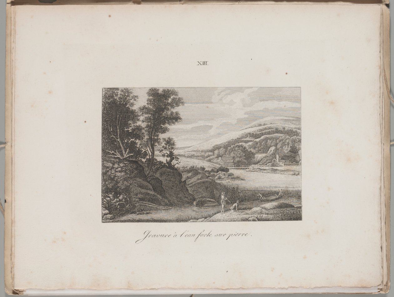 Arte da Litografia: Paisagem Fluvial, Placa XIII de Alois Senefelder
