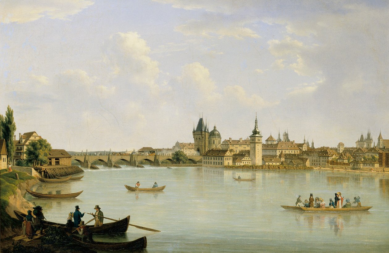 Vista de Praga com a Ponte Vltava (Ponte Charles) de Alois von Saar