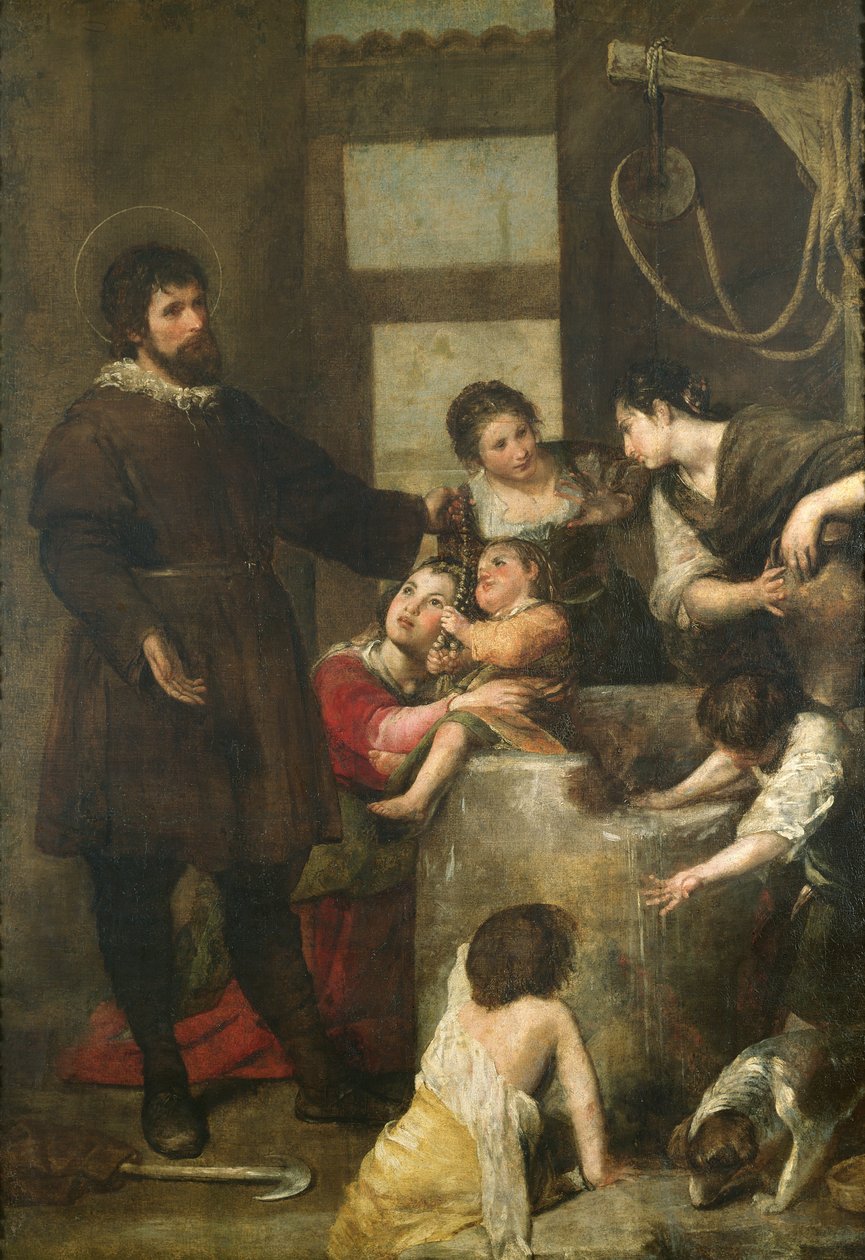 St. Isidore salva uma criança que caiu em um poço, 1646-48 de Alonso Cano