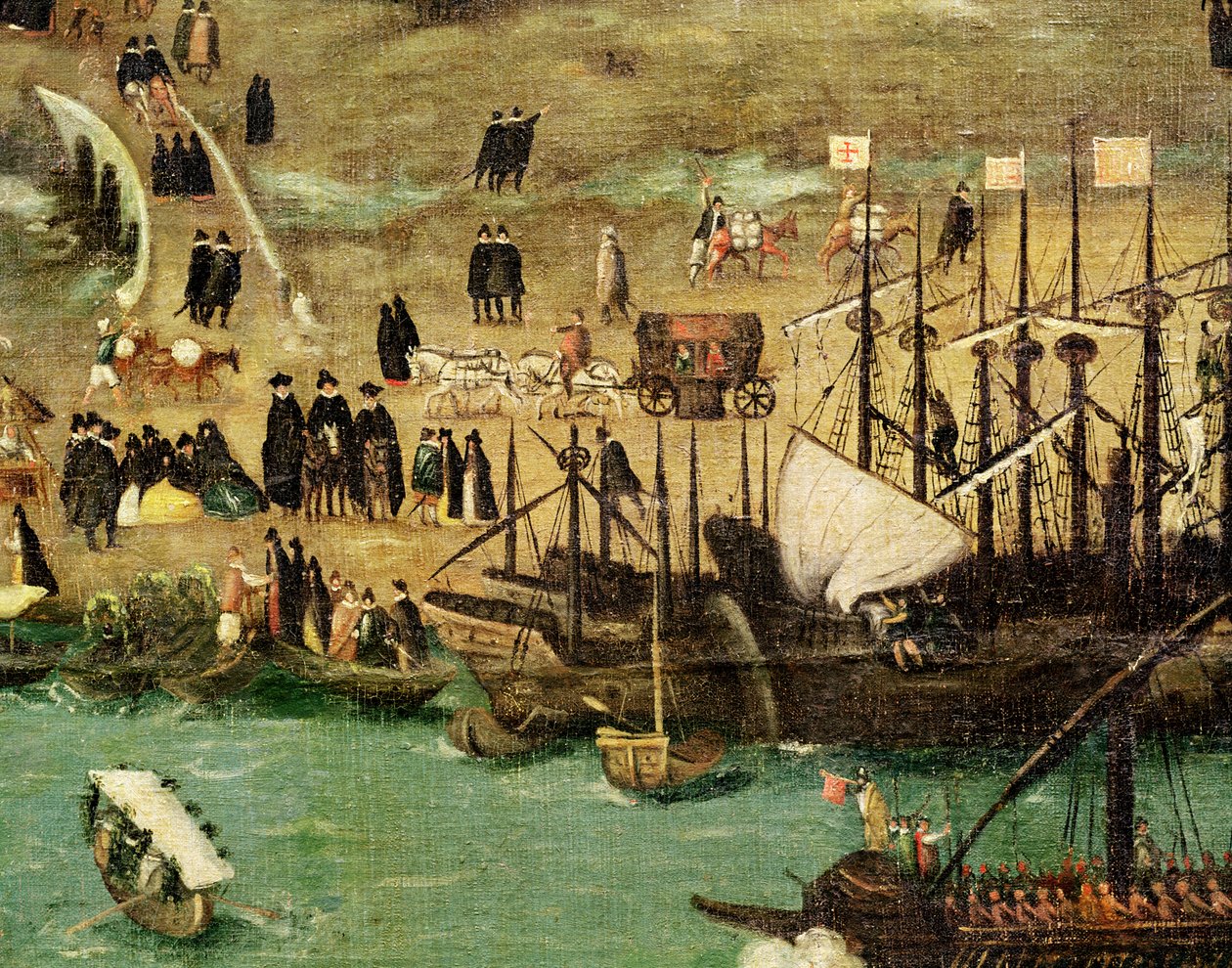 O porto de Sevilha, c.1590 (detalhe) de Alonso Sánchez Coello