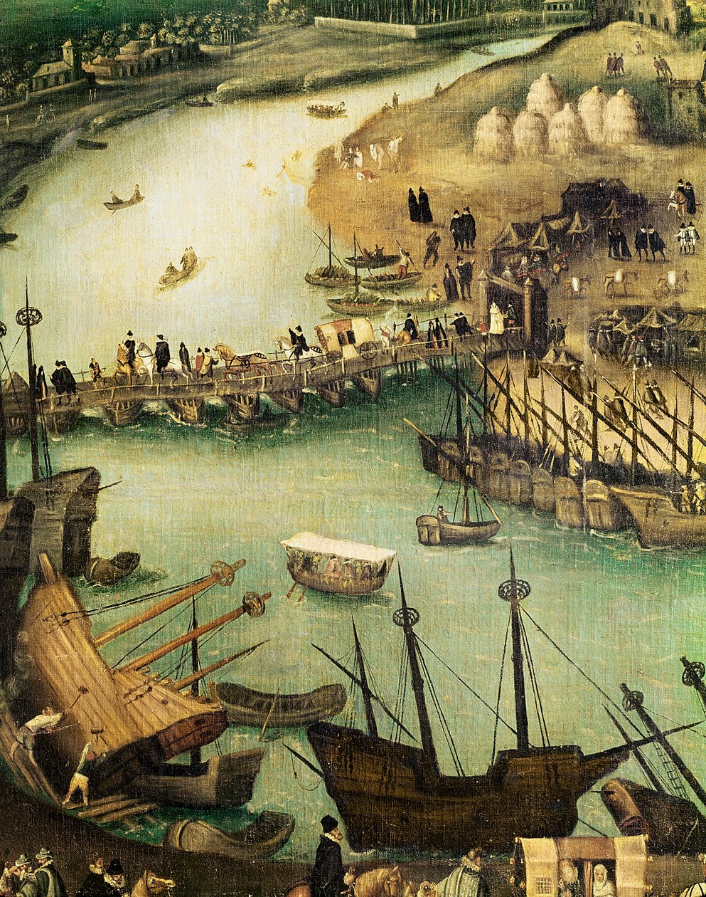 O porto de Sevilha, c.1590 (detalhe) de Alonso Sánchez Coello