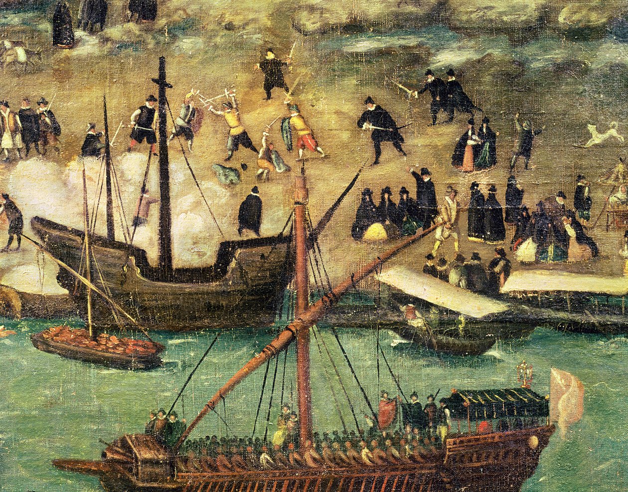 O porto de Sevilha, c.1590 (detalhe) de Alonso Sánchez Coello