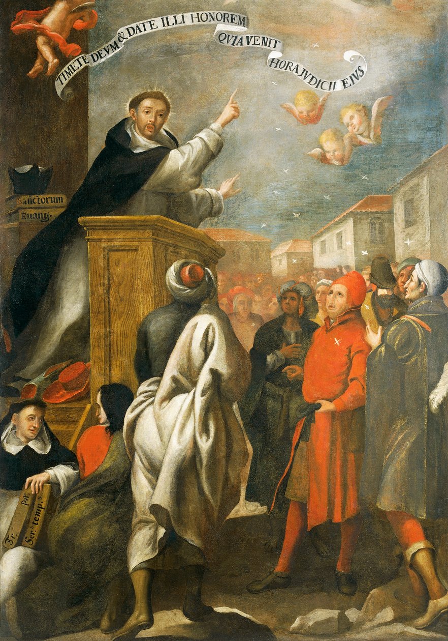 São Vicente Ferrer pregando aos jovens de Salamanca, de Alonso Antonio Villamor (1661-1729). de Alonso Antonio Villamor
