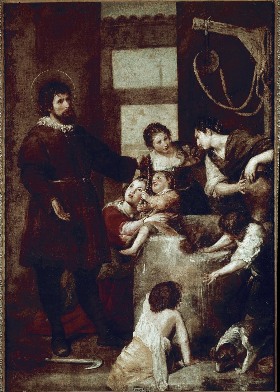 St Isidore o operário e o milagre do poço (óleo sobre tela de Alonso Cano
