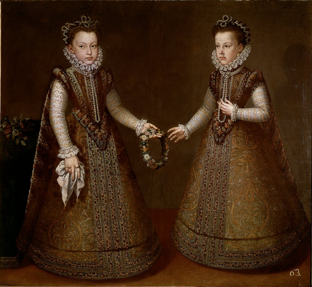 Retrato de Isabel e Catarina, filhas do Rei Filipe II (1527-1598) de Espanha Pintura de Alonso Sanchez-Coello (Sanchez Coello) (cerca de 1531-1588) 1570 em torno de Madrid, Museu do Prado de Alonso Sánchez Coello