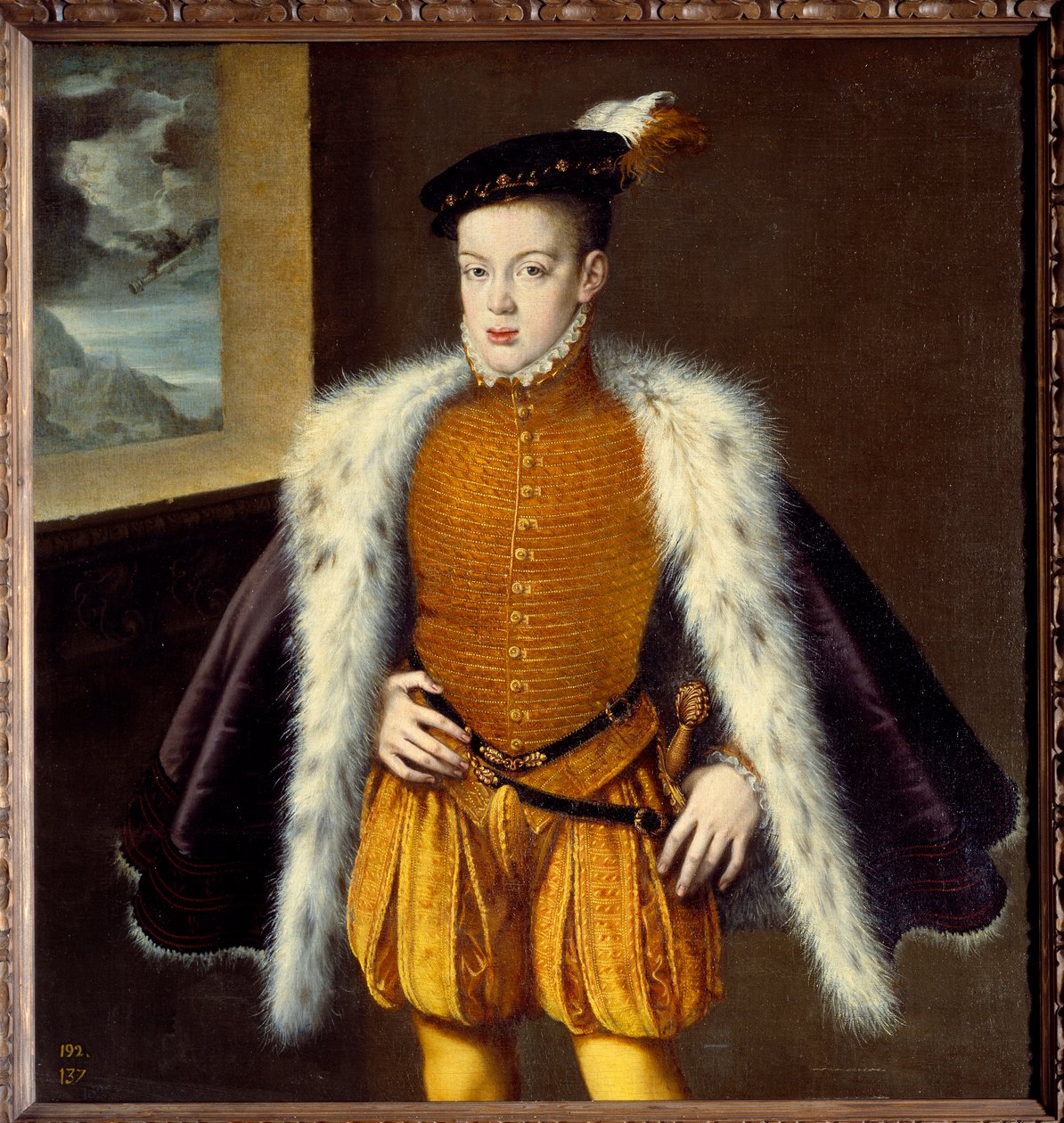Retrato do Príncipe Dom Carlos (1545-1568) filho de Filipe II. Pintura de Alonso Sanchez Coello (1531-1588) Ec. Esp. de Alonso Sánchez Coello