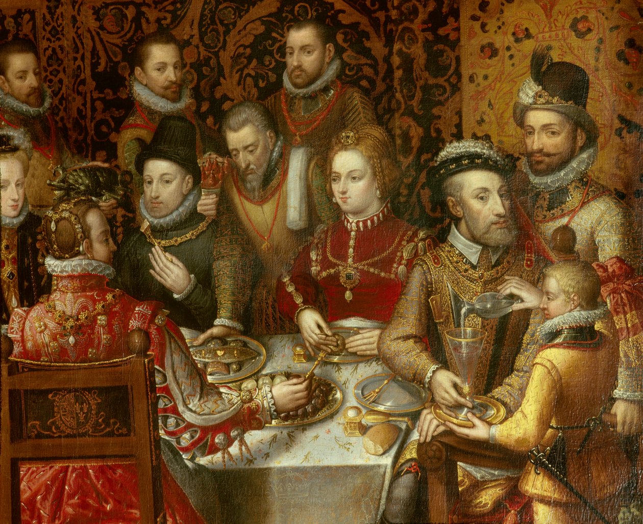 O banquete dos monarcas da casa da Áustria Detalhe representando Carlos V (Charles V de Alonso Sánchez Coello
