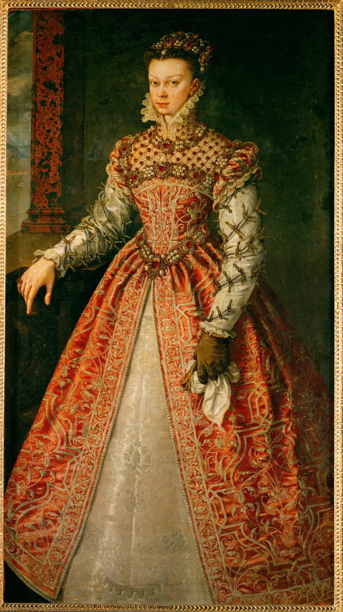 Isabel de Valois, filha de Henrique II e de Catarina de Médicis ... (pintura sobre tela) de Alonso Sánchez Coello