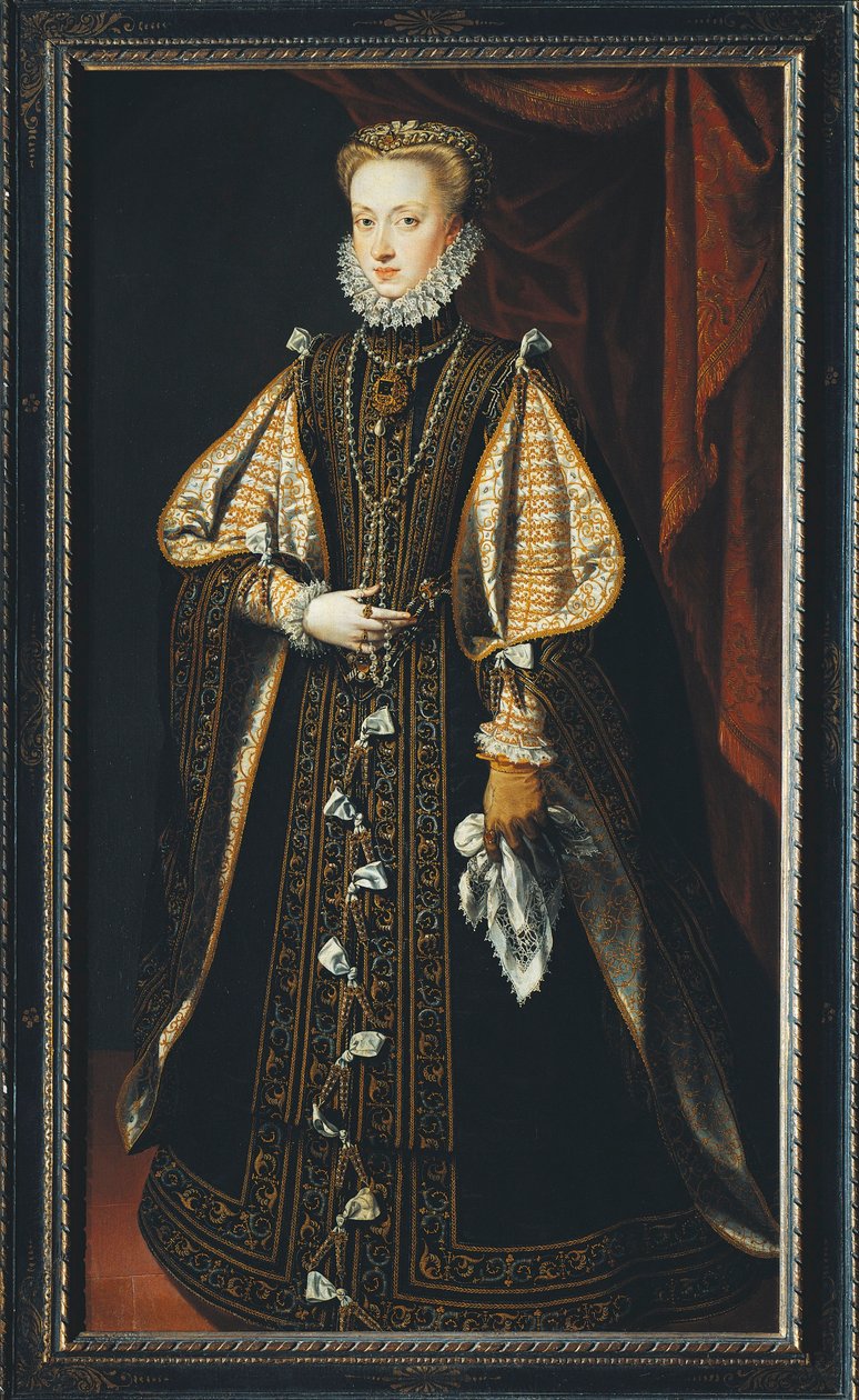 Retrato de Ana de Áustria Rainha consorte de Espanha e Portugal (pintura) de Alonso Sánchez Coello