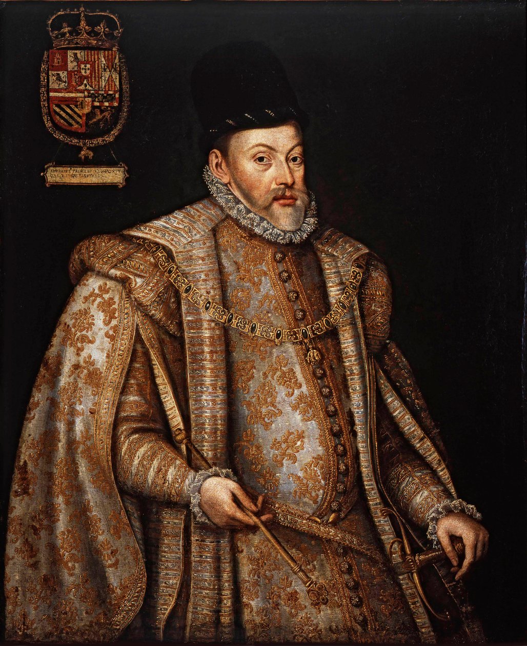 Retrato de Filipe II 1527-1598, Rei de Espanha e Portugal, Segunda metade do séc. de Alonso Sánchez Coello