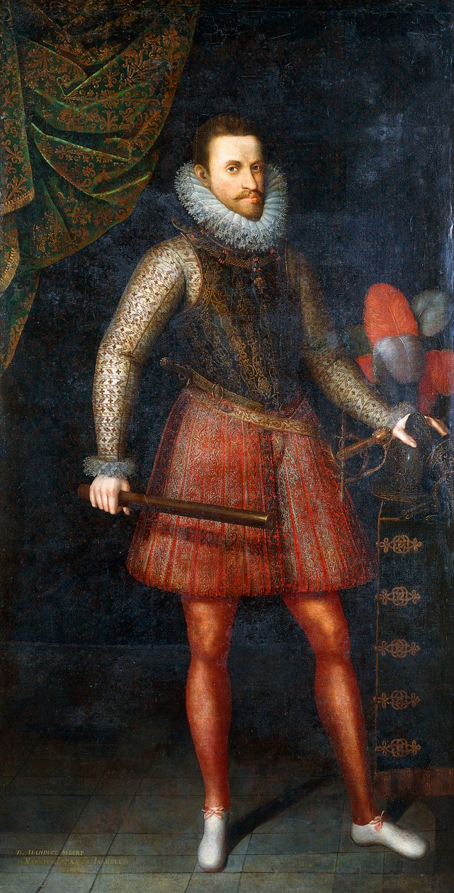 Retrato do arquiduque Albert, de pé segurando um bastão, 1593 de Alonso Sánchez Coello
