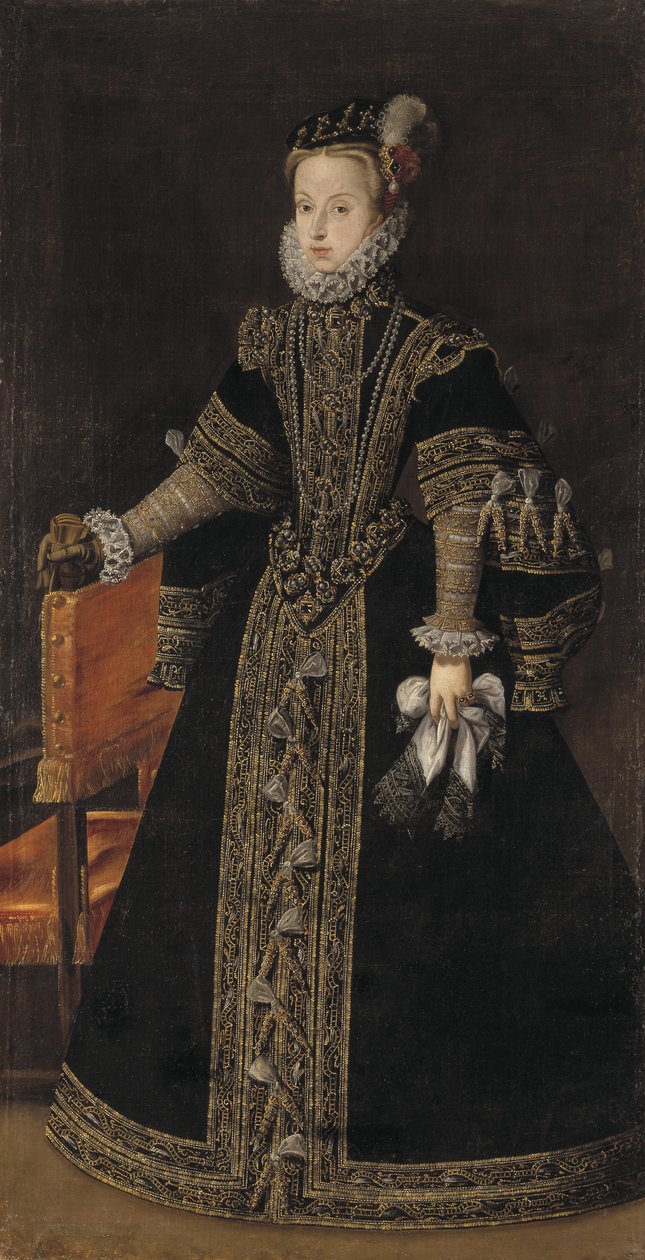 Anna da Áustria, rainha da Espanha, c.1570 de Alonso studio of Sanchez Coello