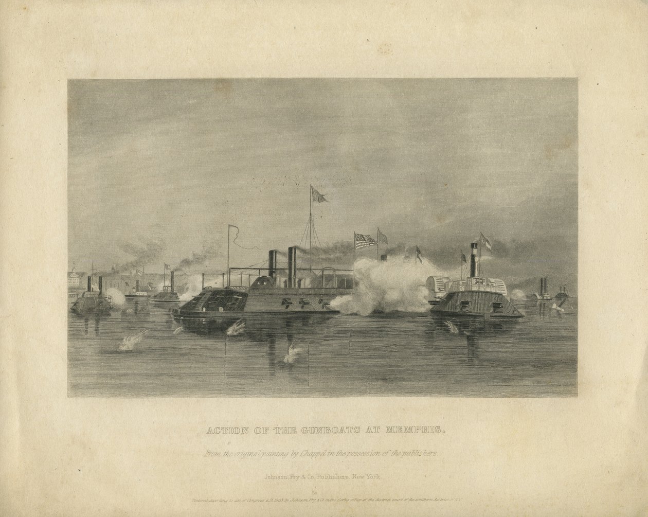 Ação das Gunboats em Memphis, c.1865 de Alonzo Chappel