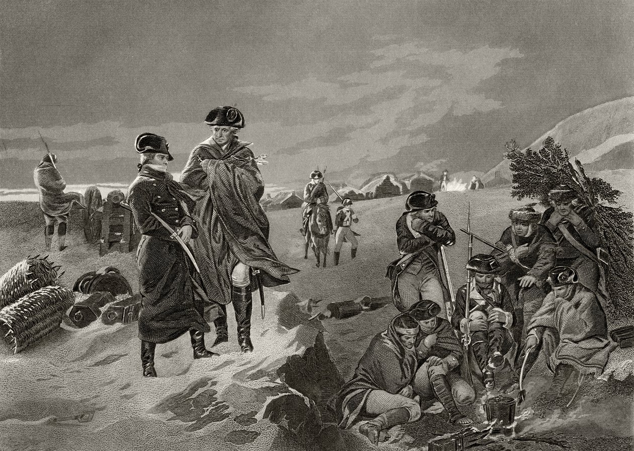 George Washington e La Fayette em Valley Forge, de &39;Life and Times of Washington&39;, Volume I, publicado em 1857 de Alonzo Chappel