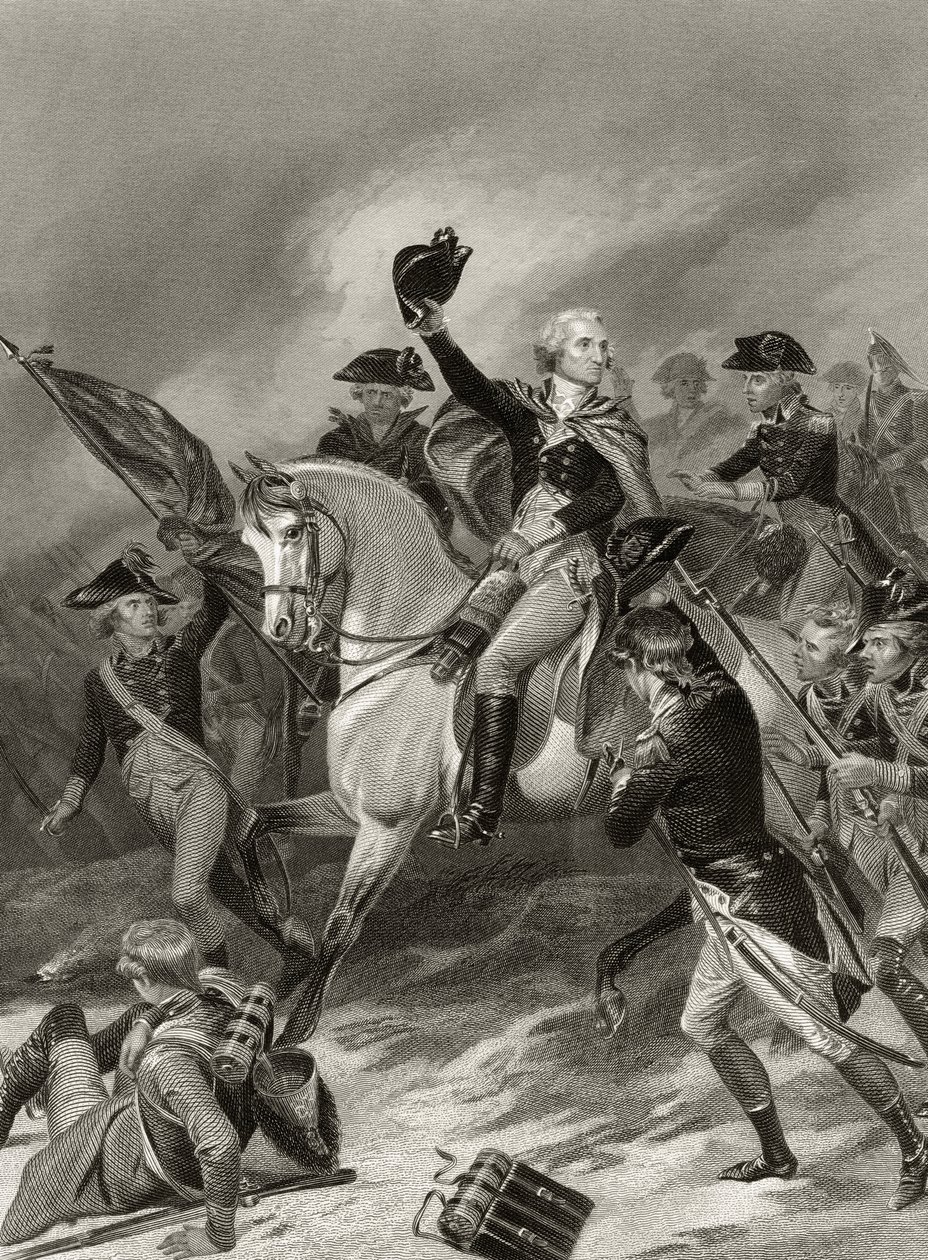 George Washington na Batalha de Princeton, 3 de janeiro de 1777, de &39;Life and Times of Washington&39;, Volume I, publicado em 1857 de Alonzo Chappel