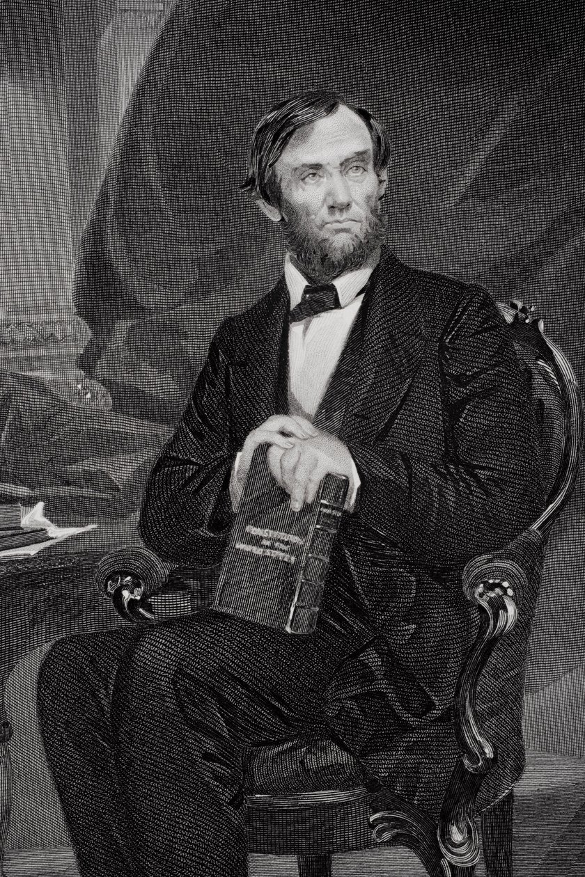 Retrato de Abraham Lincoln (1809-65) (detalhe de 254645) de Alonzo Chappel