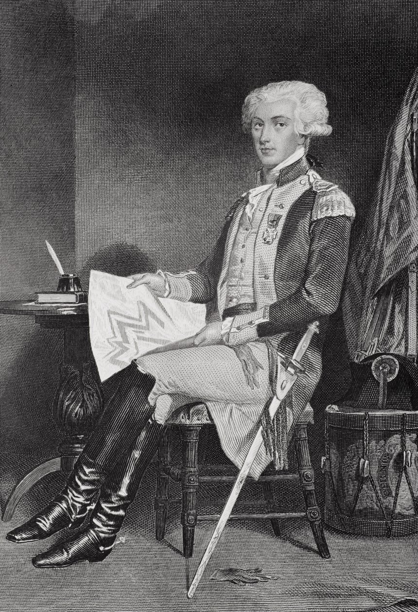 Retrato de Marie-Joseph-Paul-Yves-Roch-Gilbert Du Motier, Marquês de La Fayette (Lafayette Gold) (1757-1834) de Alonzo Chappel