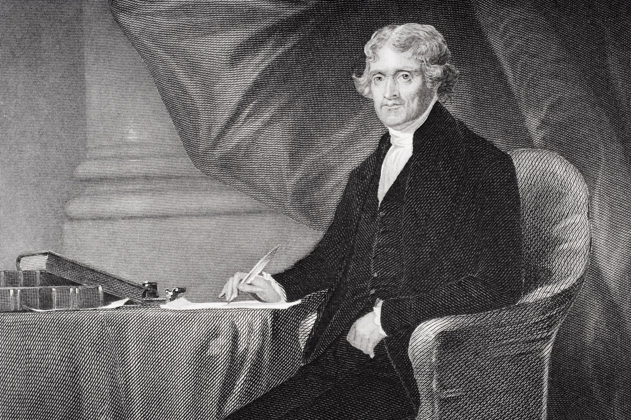 Retrato de Thomas Jefferson (1743-1826) (detalhe de 254737) de Alonzo Chappel