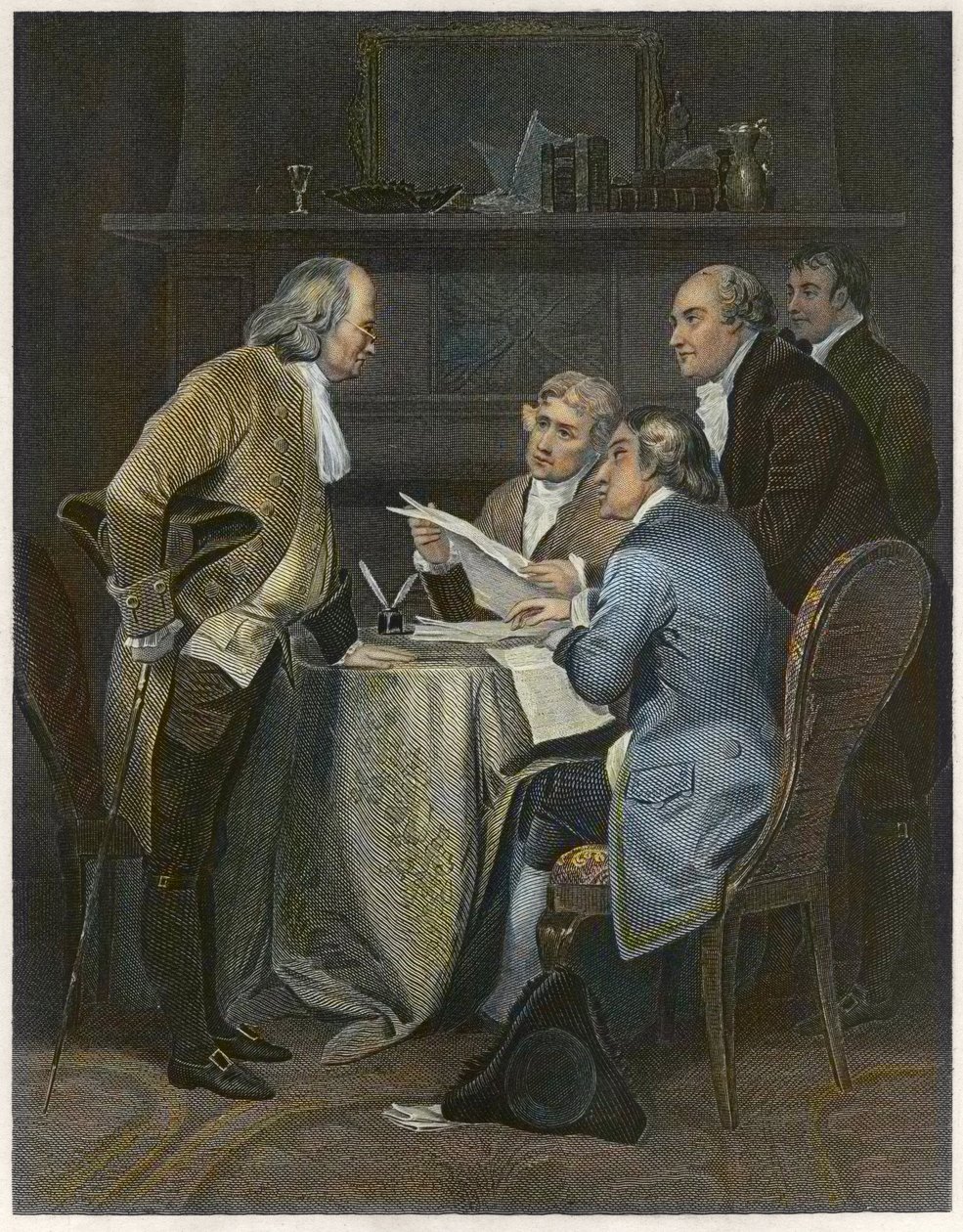 Redação da Declaração de Independência em 1776 de Alonzo Chappel