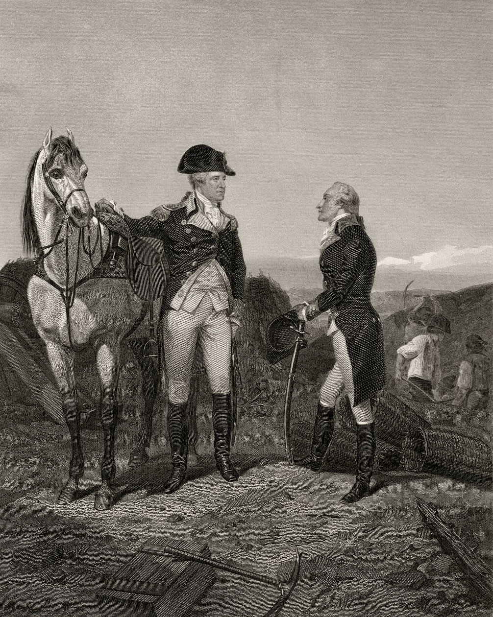 Primeiro encontro de George Washington e Alexander Hamilton, de &39;Life and Times of Washington&39;, Volume I, publicado em 1857 de Alonzo Chappel