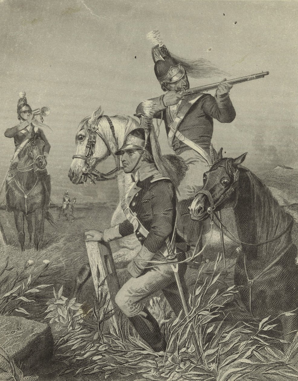 Cavalaria de Lee lutando na batalha de Guilford, 1858 de Alonzo Chappel