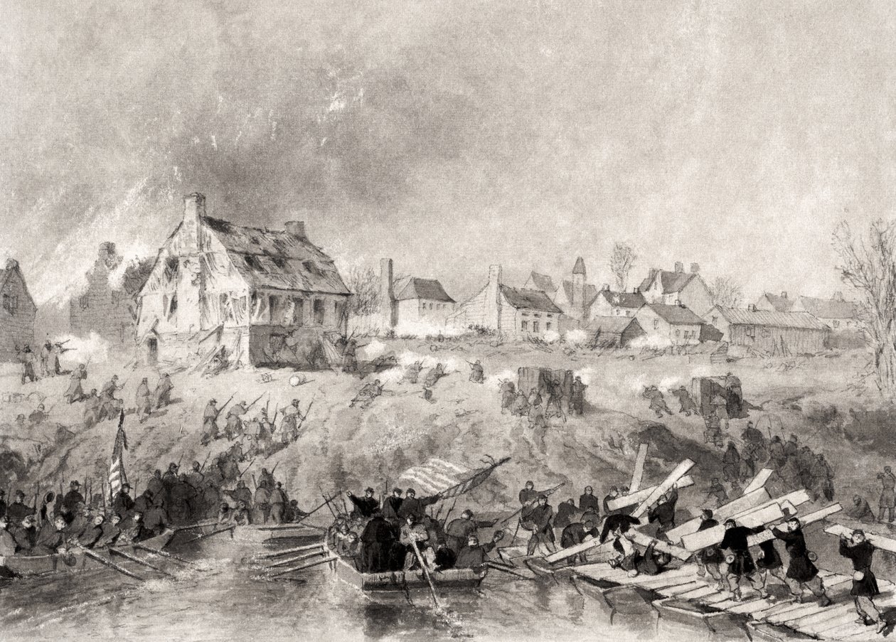 O ataque em Fredericksburg, Virgínia, de "História Nacional da Guerra pela União", década de 1860 de Alonzo Chappel