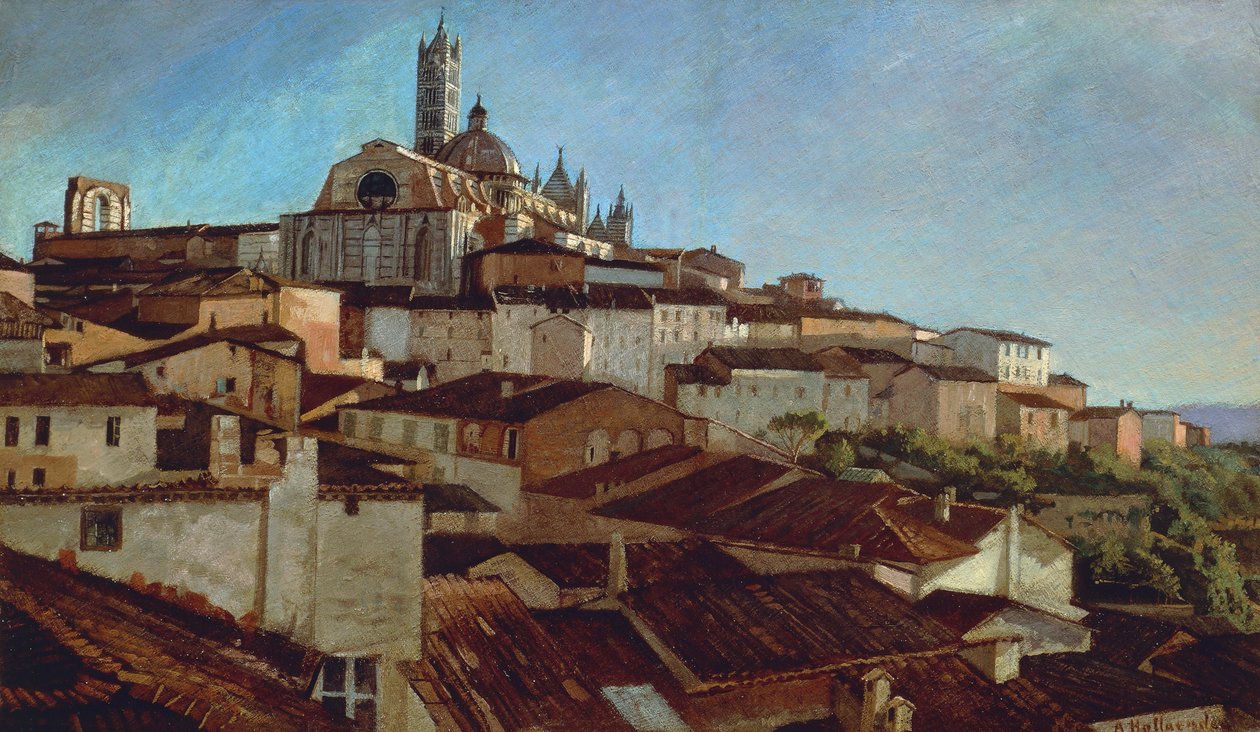 Siena, de Alfonso Hollaender (1845-1923), óleo sobre tela sobre papelão, 31x51 5 cm de Alphons Hollaender