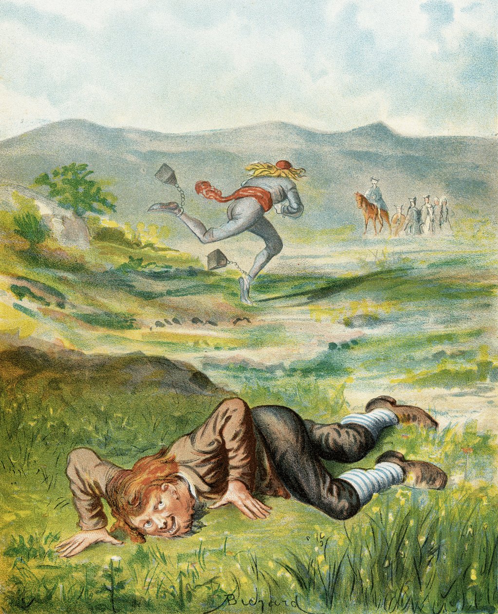 Ilustração de "As Aventuras do Barão de Munchausen", de Rudolf Erich Raspe (1736-94), publicada em 1888 de Alphonse Adolphe Bichard