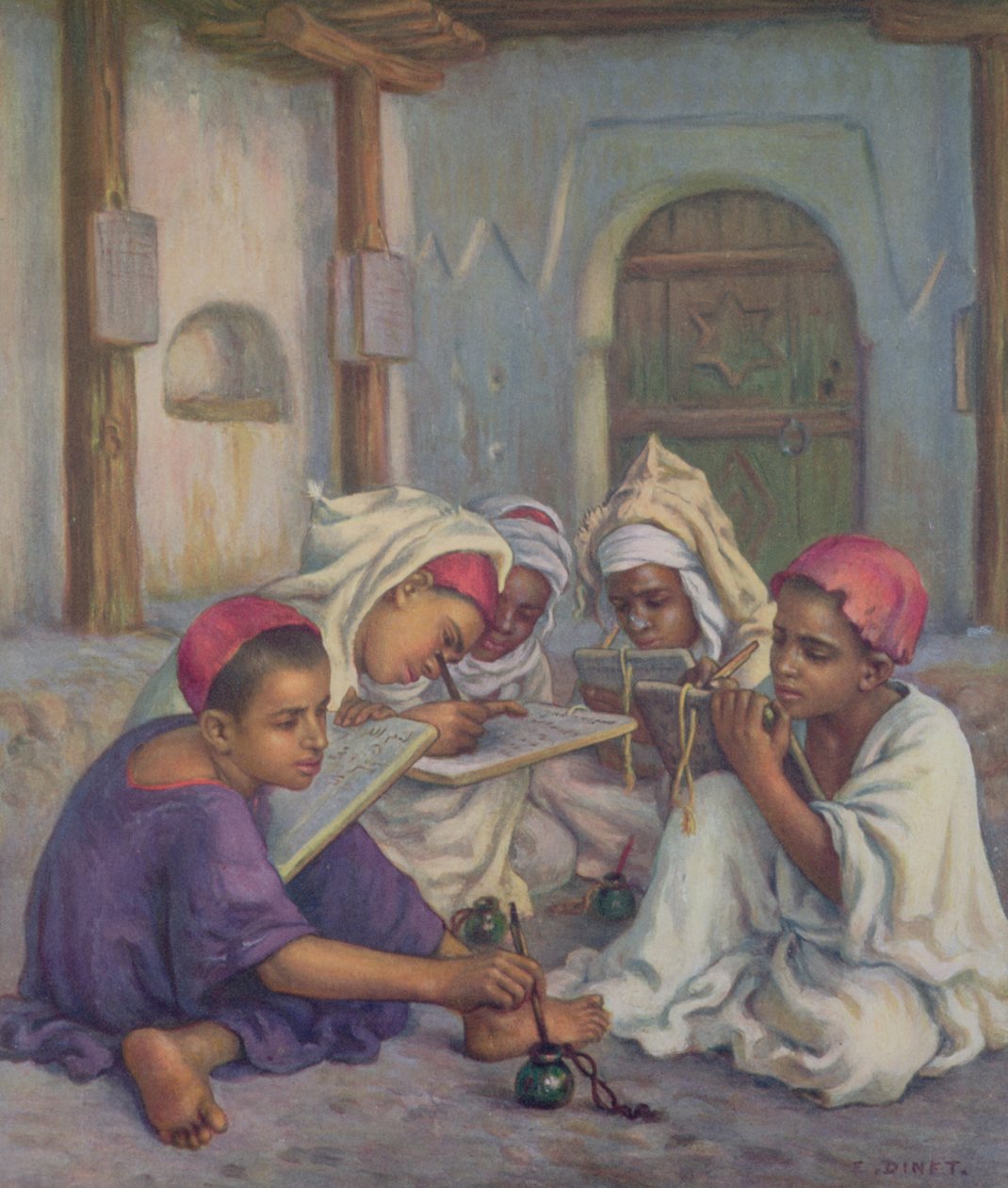 Lição escrita em uma escola corânica em uma aldeia argelina, 1918 de Alphonse Etienne Dinet