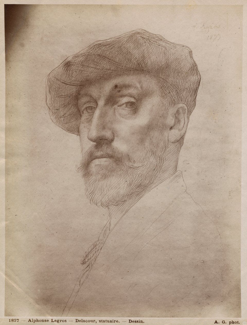 Clovis Delacoux, escultor, 1899 (silverpoint em papelão) de Alphonse Legros