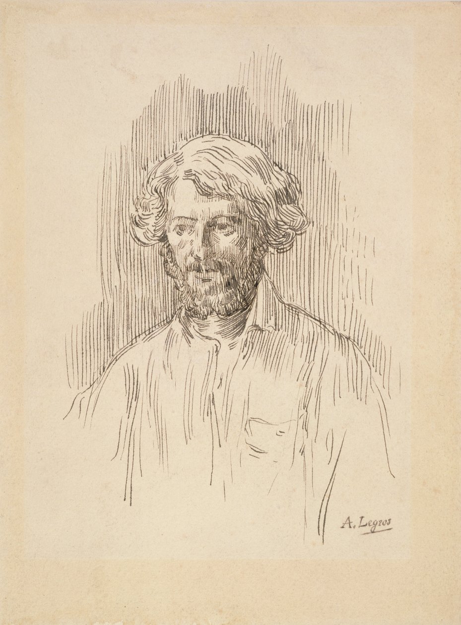 Auto-retrato, 1858 (caneta e tinta no papel) de Alphonse Legros