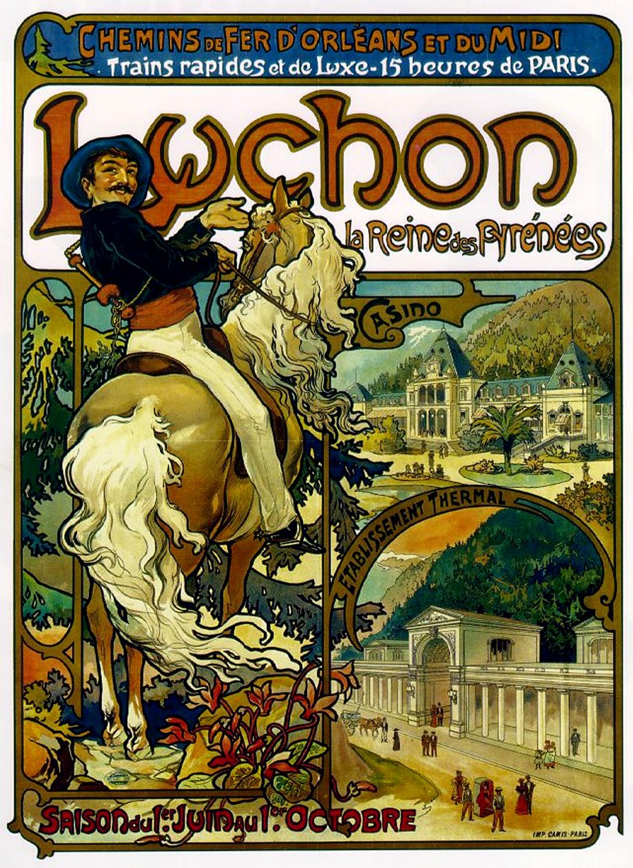 Poster para trens para Luchon, França, 1895 de Alphonse Mucha