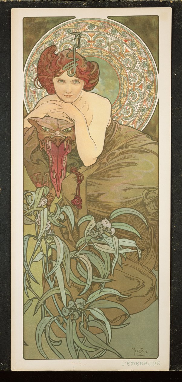 As Pedras Preciosas: Esmeralda, 1900 de Alphonse Mucha