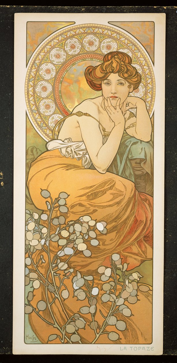 As Pedras Preciosas: Topázio, 1900 de Alphonse Mucha