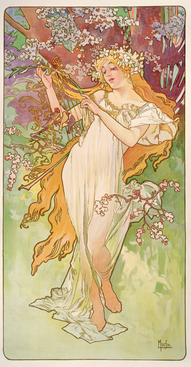 As estações: Primavera de 1896 de Alphonse Mucha